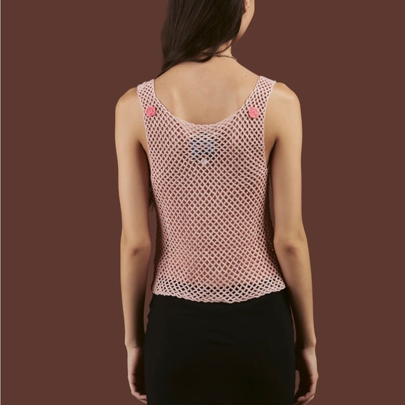UNIF Pink Crochet Top - Picture 2 of 4